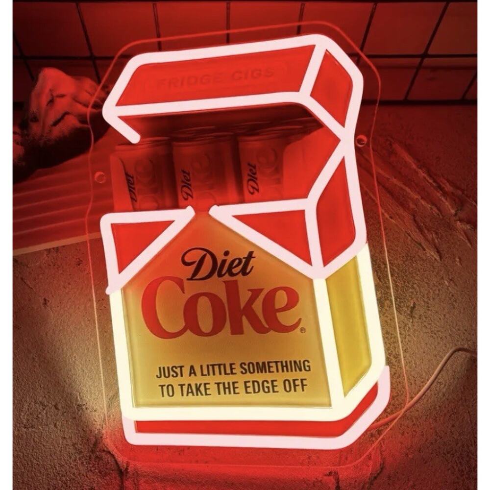 Diet Coke Cig Fridge “Just A Little Something To Take The Edge Off” LED 11.8x8.2 - Picture 2 of 3